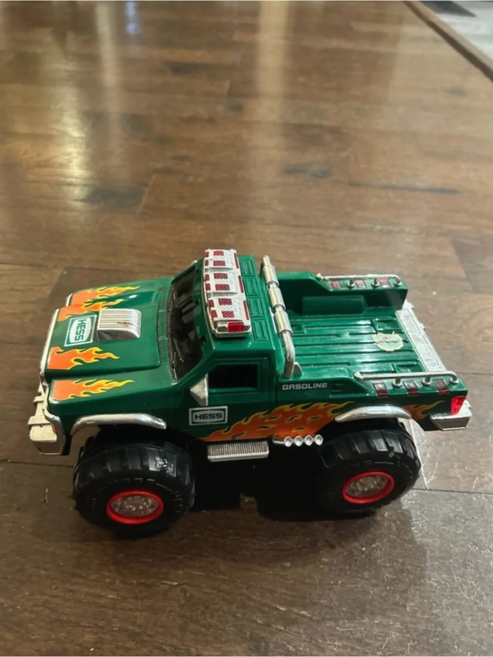 HESS Green Monster Truck Toy with Flame Graphics